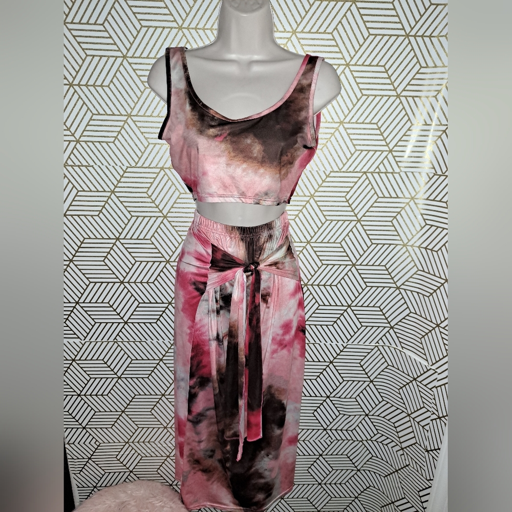 Skirt and crop top two piece  womens  set, crop top, long bandage skirt